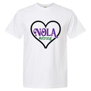 Nola Strong Black Heart Support New Orleans Pray Louisiana Garment-Dyed Heavyweight T-Shirt