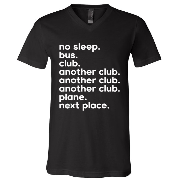 No Sleep Bus Club Another Club Plane Next Place V-Neck T-Shirt