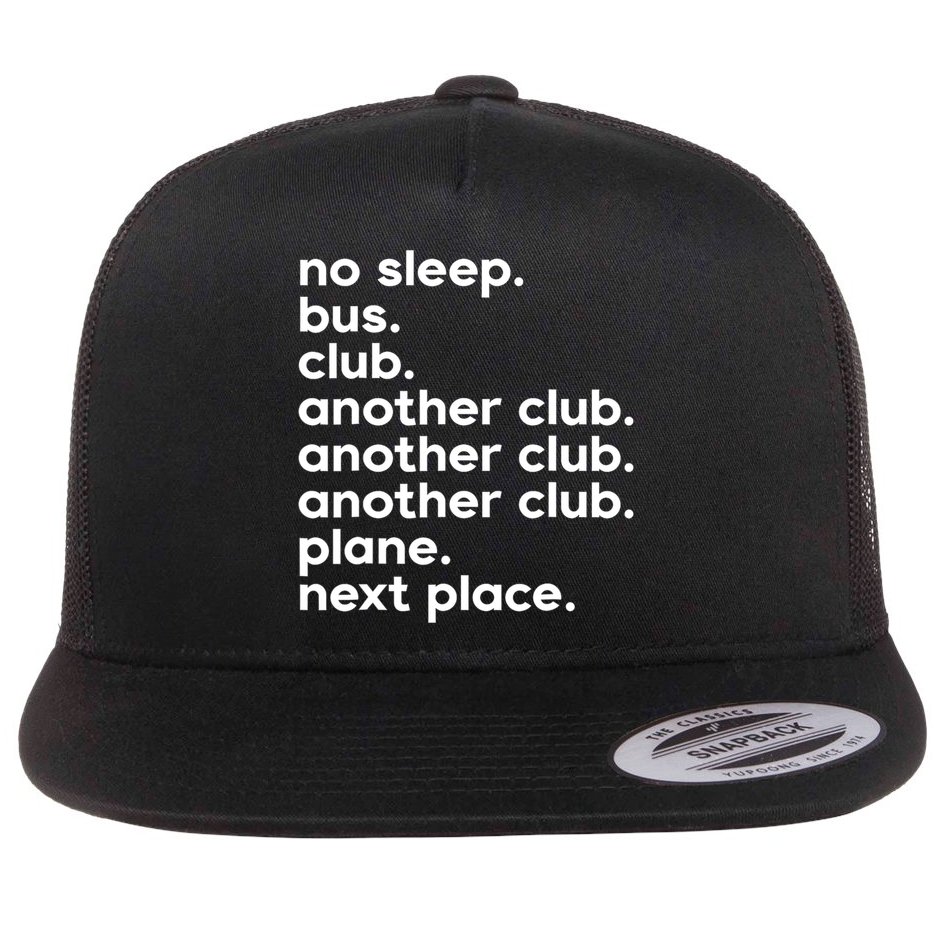 No Sleep Bus Club Another Club Plane Next Place Flat Bill Trucker Hat