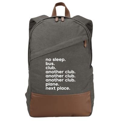 No Sleep Bus Club Another Club Plane Next Place Cotton Canvas Backpack