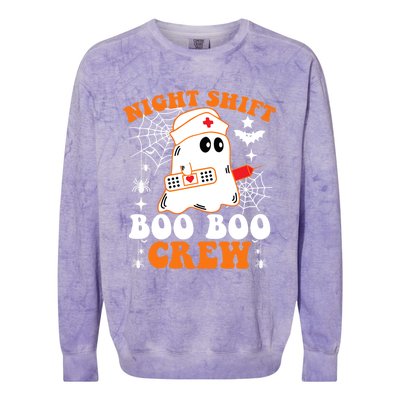 Night Shift Boo Boo Crew Gift Funny Nurse Ghost Halloween Gift Colorblast Crewneck Sweatshirt