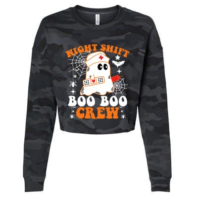 Night Shift Boo Boo Crew Gift Funny Nurse Ghost Halloween Gift Cropped Pullover Crew