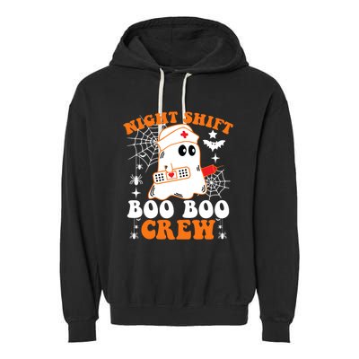 Night Shift Boo Boo Crew Gift Funny Nurse Ghost Halloween Gift Garment-Dyed Fleece Hoodie