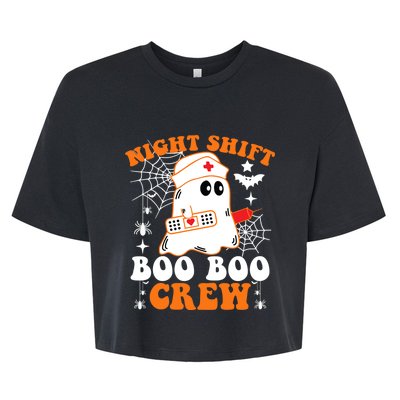 Night Shift Boo Boo Crew Gift Funny Nurse Ghost Halloween Gift Bella+Canvas Jersey Crop Tee