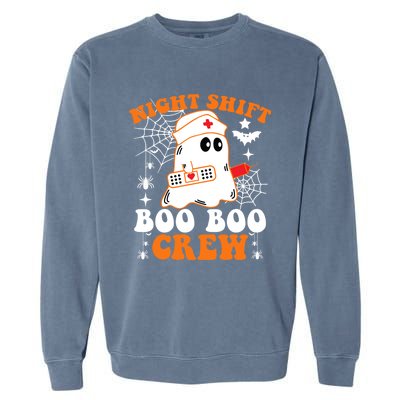 Night Shift Boo Boo Crew Gift Funny Nurse Ghost Halloween Gift Garment-Dyed Sweatshirt