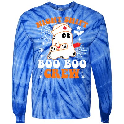 Night Shift Boo Boo Crew Gift Funny Nurse Ghost Halloween Gift Tie-Dye Long Sleeve Shirt