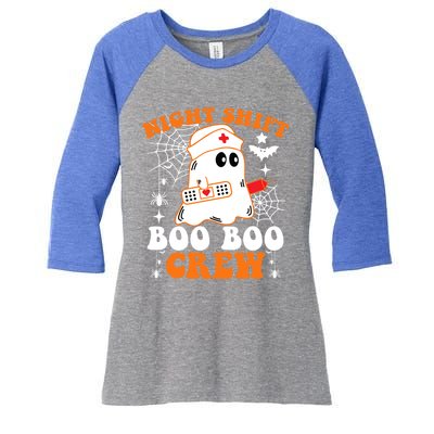 Night Shift Boo Boo Crew Gift Funny Nurse Ghost Halloween Gift Women's Tri-Blend 3/4-Sleeve Raglan Shirt