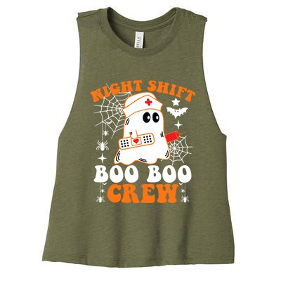 Night Shift Boo Boo Crew Gift Funny Nurse Ghost Halloween Gift Women's Racerback Cropped Tank