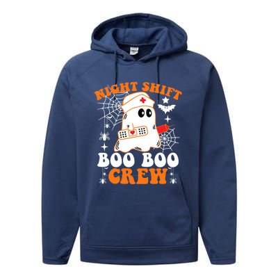 Night Shift Boo Boo Crew Gift Funny Nurse Ghost Halloween Gift Performance Fleece Hoodie