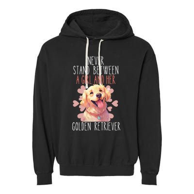 Never Stand Between A And Her Golden Retriever Dog Love Garment-Dyed Fleece Hoodie