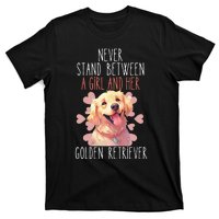 Never Stand Between A And Her Golden Retriever Dog Love T-Shirt