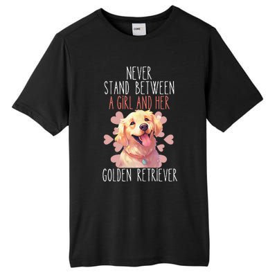 Never Stand Between A And Her Golden Retriever Dog Love Tall Fusion ChromaSoft Performance T-Shirt