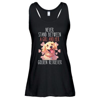 Never Stand Between A And Her Golden Retriever Dog Love Ladies Essential Flowy Tank