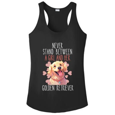 Never Stand Between A And Her Golden Retriever Dog Love Ladies PosiCharge Competitor Racerback Tank