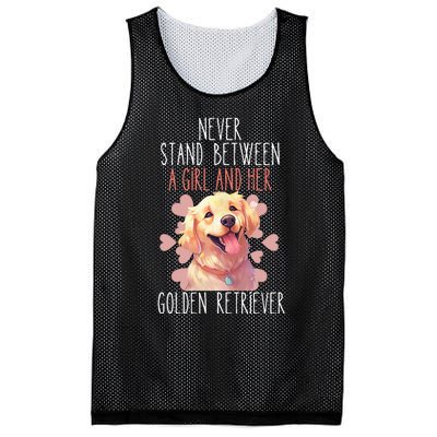 Never Stand Between A And Her Golden Retriever Dog Love Mesh Reversible Basketball Jersey Tank