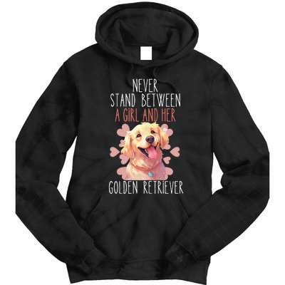 Never Stand Between A And Her Golden Retriever Dog Love Tie Dye Hoodie