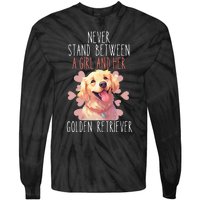 Never Stand Between A And Her Golden Retriever Dog Love Tie-Dye Long Sleeve Shirt