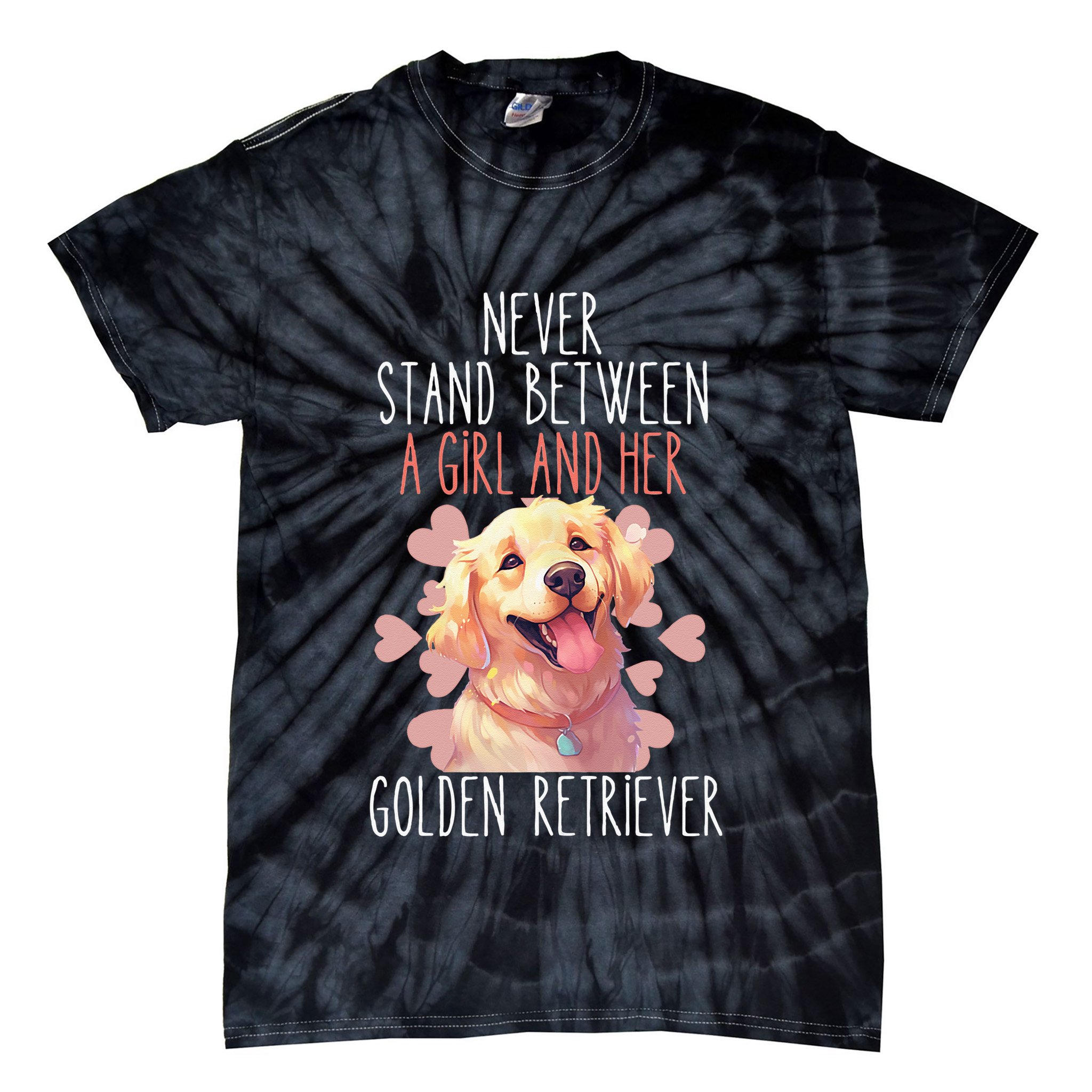 Never Stand Between A And Her Golden Retriever Dog Love Tie-Dye T-Shirt