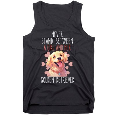 Never Stand Between A And Her Golden Retriever Dog Love Tank Top