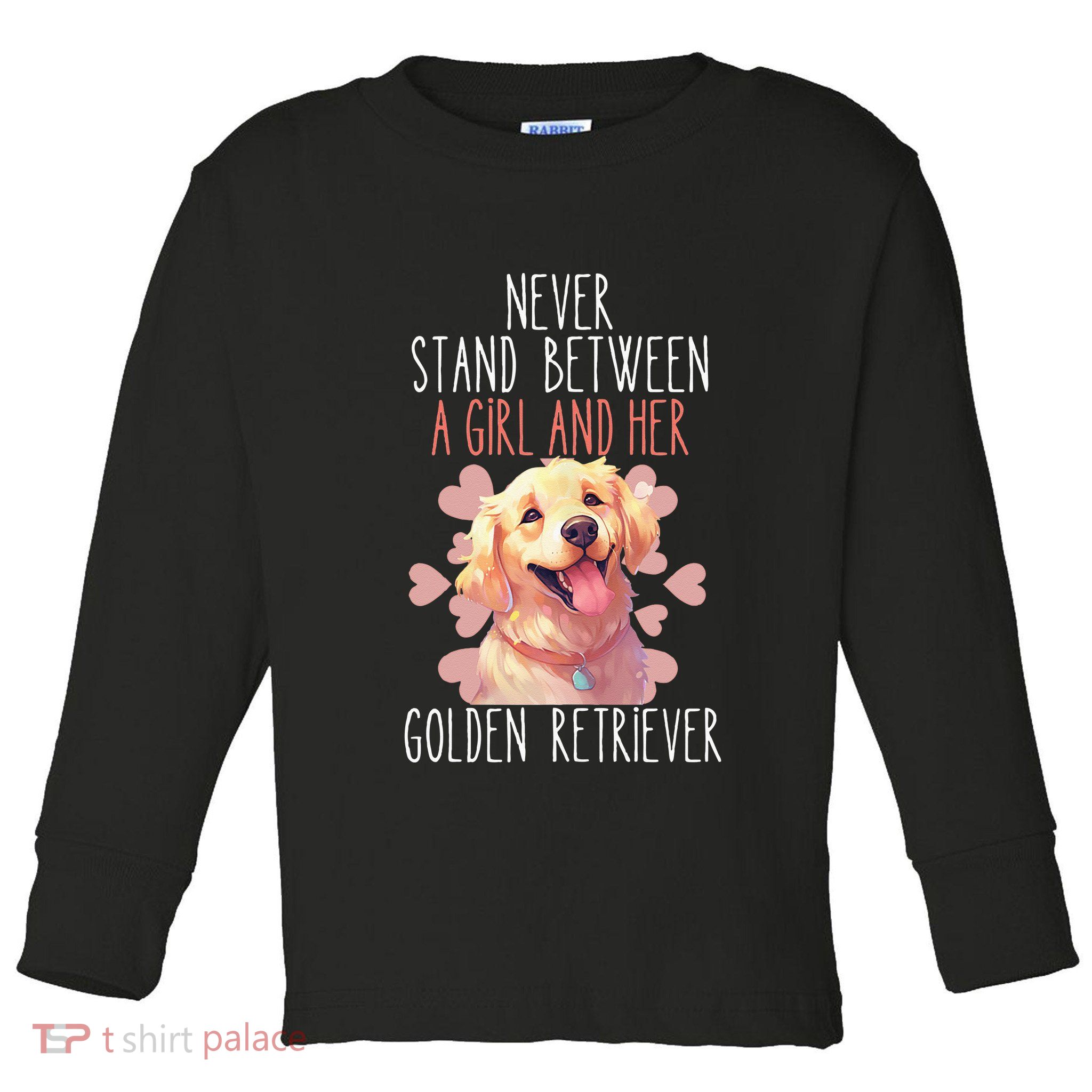 Never Stand Between A And Her Golden Retriever Dog Love Toddler Long Sleeve Shirt