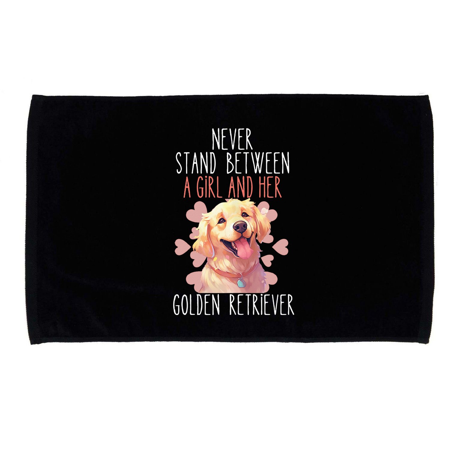 Never Stand Between A And Her Golden Retriever Dog Love Microfiber Hand Towel