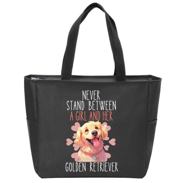 Never Stand Between A And Her Golden Retriever Dog Love Zip Tote Bag