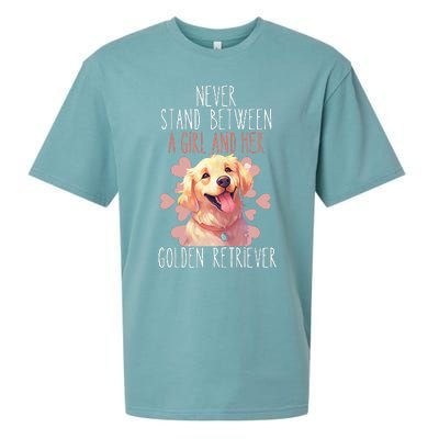 Never Stand Between A And Her Golden Retriever Dog Love Sueded Cloud Jersey T-Shirt