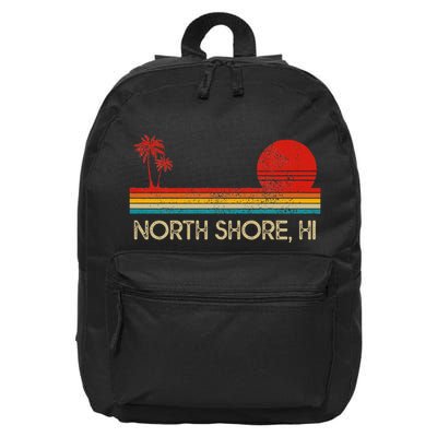 North Shore Beach Hawaii Surf Surfer Retro Sunset Vintage 16 in Basic Backpack