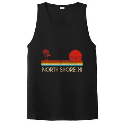 North Shore Beach Hawaii Surf Surfer Retro Sunset Vintage PosiCharge Competitor Tank