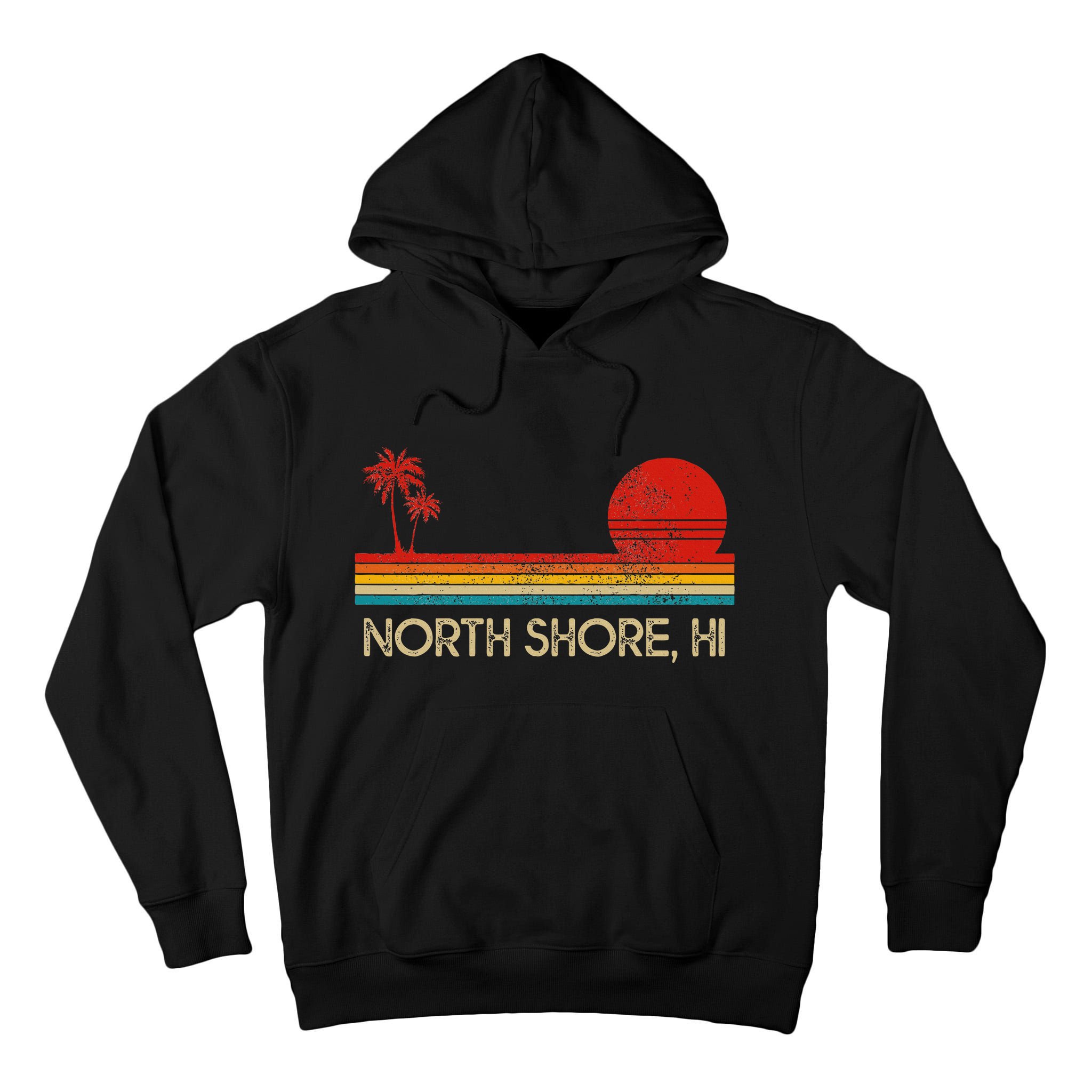 North Shore Beach Hawaii Surf Surfer Retro Sunset Vintage Tall Hoodie