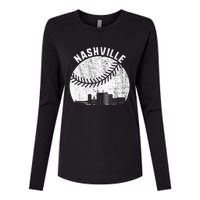 Nashville Skyline Baseball Fan Vintage Nashville Baseball Womens Cotton Relaxed Long Sleeve T-Shirt