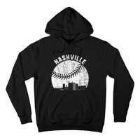 Nashville Skyline Baseball Fan Vintage Nashville Baseball Hoodie