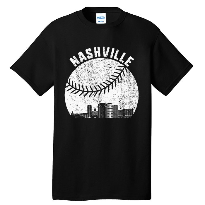 Nashville Skyline Baseball Fan Vintage Nashville Baseball Tall T-Shirt