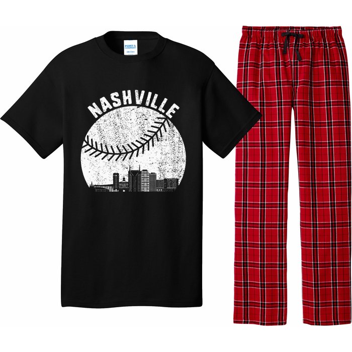 Nashville Skyline Baseball Fan Vintage Nashville Baseball Pajama Set