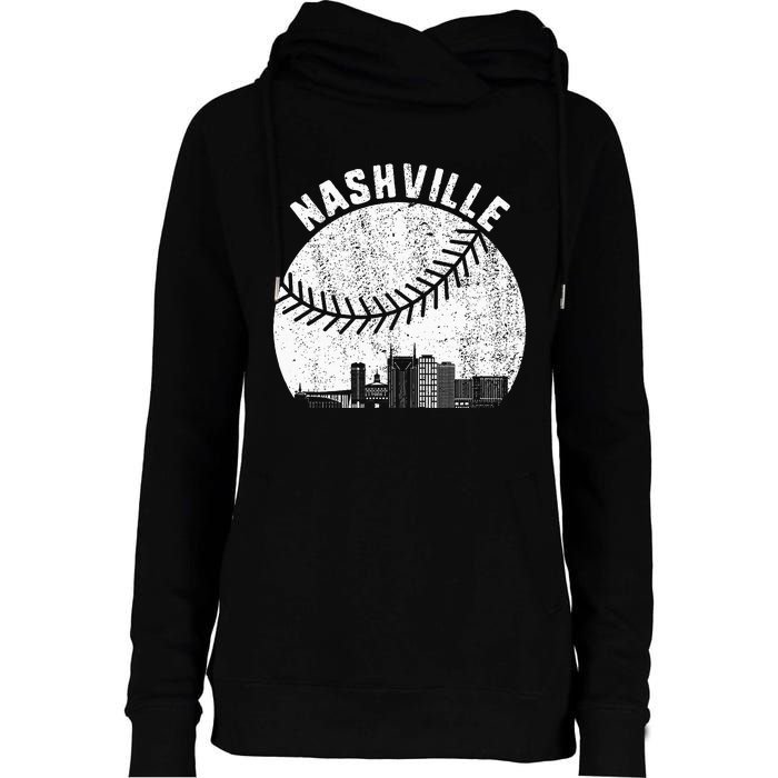 Nashville Skyline Baseball Fan Vintage Nashville Baseball Womens Funnel Neck Pullover Hood