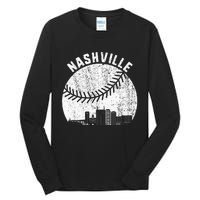 Nashville Skyline Baseball Fan Vintage Nashville Baseball Tall Long Sleeve T-Shirt