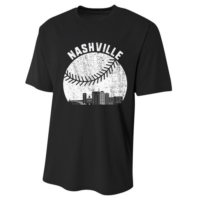 Nashville Skyline Baseball Fan Vintage Nashville Baseball Performance Sprint T-Shirt