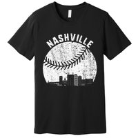 Nashville Skyline Baseball Fan Vintage Nashville Baseball Premium T-Shirt