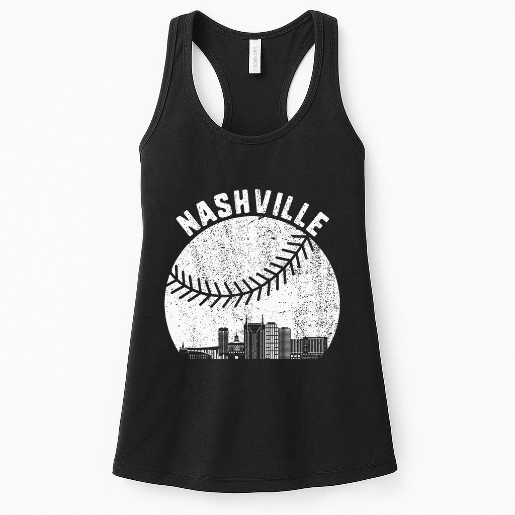 Nashville Skyline Baseball Fan Vintage Nashville Baseball Womens Tank Top