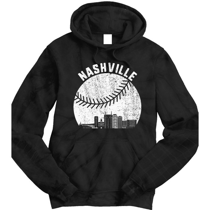 Nashville Skyline Baseball Fan Vintage Nashville Baseball Tie Dye Hoodie