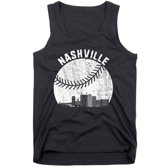 Nashville Skyline Baseball Fan Vintage Nashville Baseball Tank Top