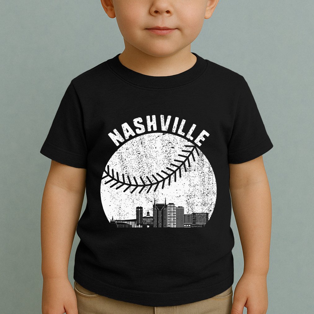 Nashville Skyline Baseball Fan Vintage Nashville Baseball Toddler T-Shirt