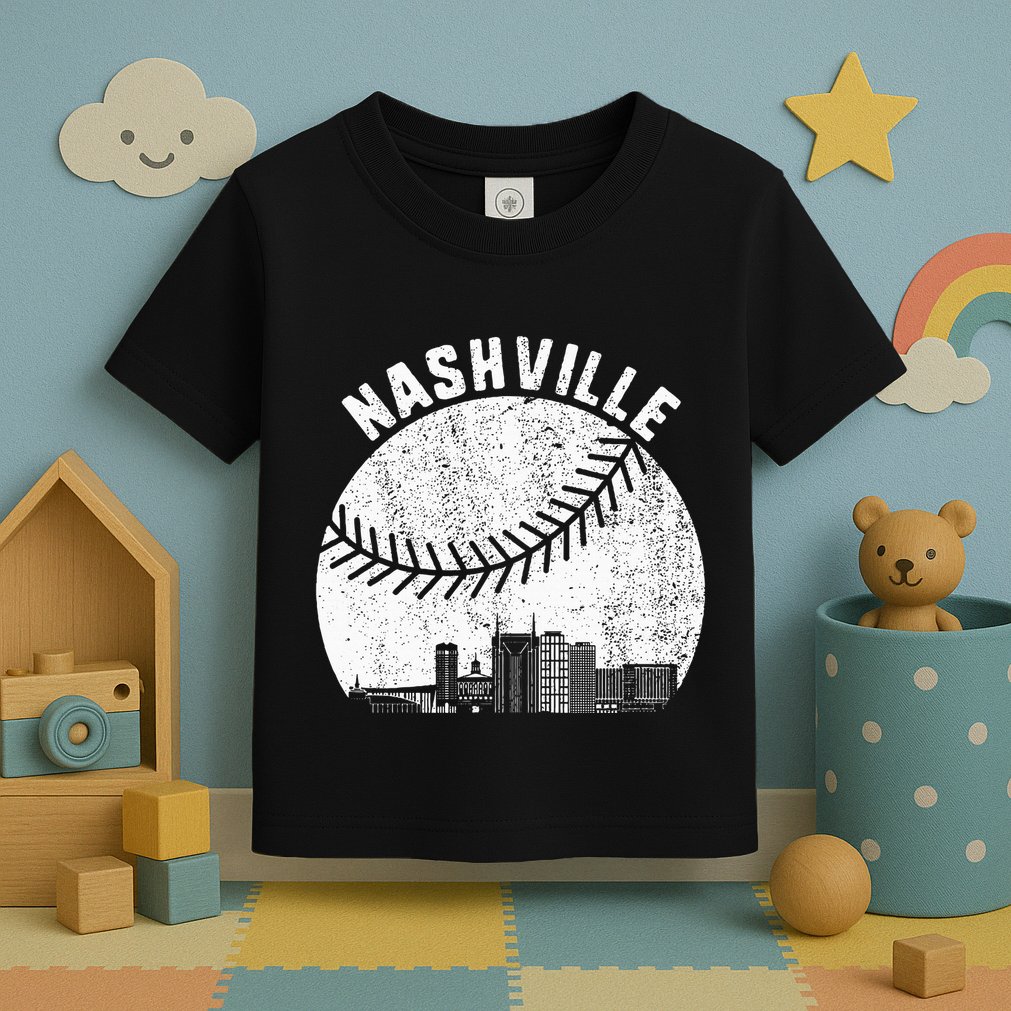 Nashville Skyline Baseball Fan Vintage Nashville Baseball Toddler T-Shirt