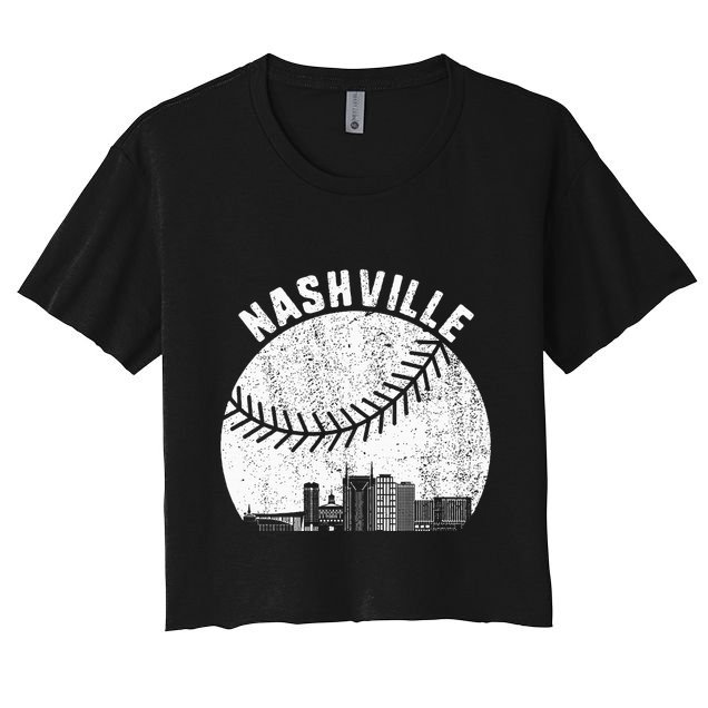 Nashville Skyline Baseball Fan Vintage Nashville Baseball Crop Top