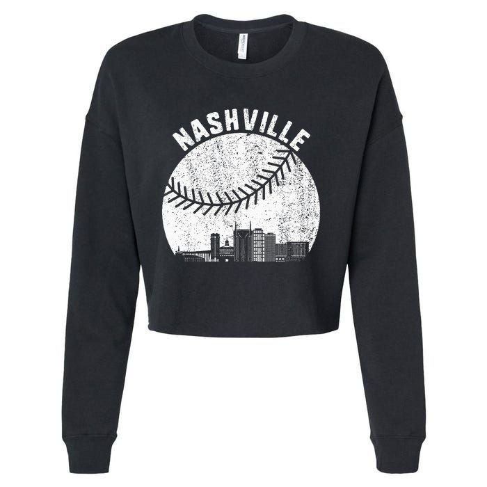 Nashville Skyline Baseball Fan Vintage Nashville Baseball Cropped Pullover Crew