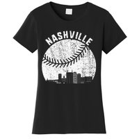 Nashville Skyline Baseball Fan Vintage Nashville Baseball Women's T-Shirt