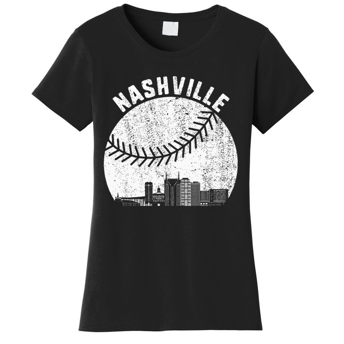 Nashville Skyline Baseball Fan Vintage Nashville Baseball Women's T-Shirt