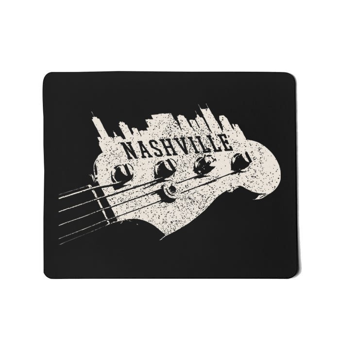 Nashville Skyline Bass Guitar Country Music City Souvenir Mousepad