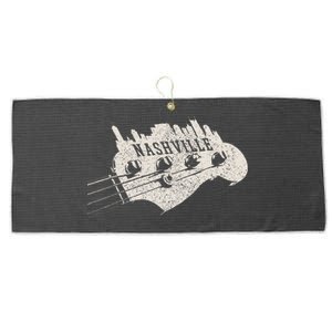 Nashville Skyline Bass Guitar Country Music City Souvenir Large Microfiber Waffle Golf Towel