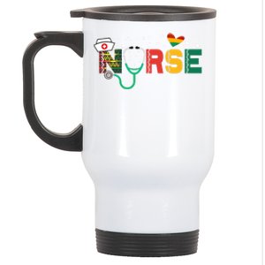 Nurse Stethoscope Black History Month African American Pride Gift Stainless Steel Travel Mug